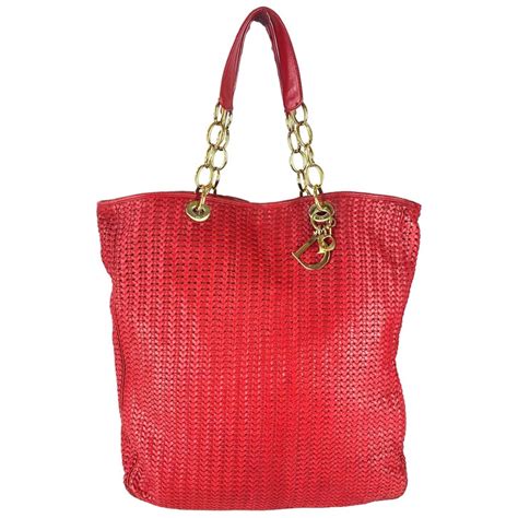 red christian dior lingerie|Christian Dior red woven bag.